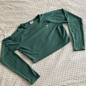 Gymshark Athletic Green Long Sleeve Crop Top L